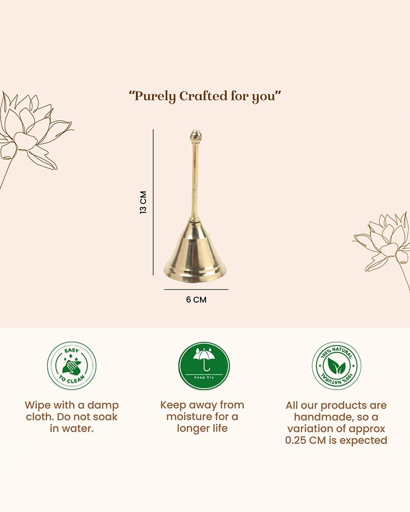 Brass Pooja Bell (Ghanti) for Mandir & Daily Worship Rituals