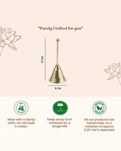Brass Pooja Bell (Ghanti) for Mandir & Daily Worship Rituals