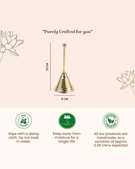 Brass Pooja Bell (Ghanti) for Mandir & Daily Worship Rituals