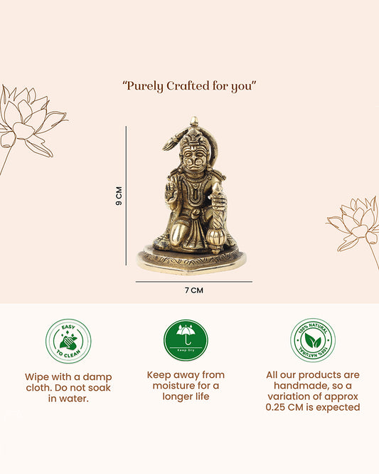 Traditional Hanuman Brass Statue for Daily Worship and Home Temple