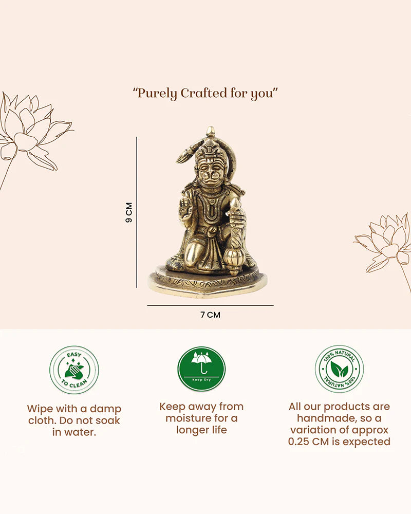 Traditional Hanuman Brass Statue for Daily Worship and Home Temple