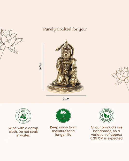 Traditional Hanuman Brass Statue for Daily Worship and Home Temple