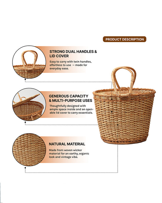 Wicker Picnic Basket | Wicker Lunch Basket | Toy Storage Basket