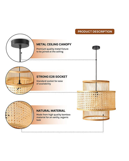 Decorative Bamboo Hanging Lamp for Bedroom and Study Room