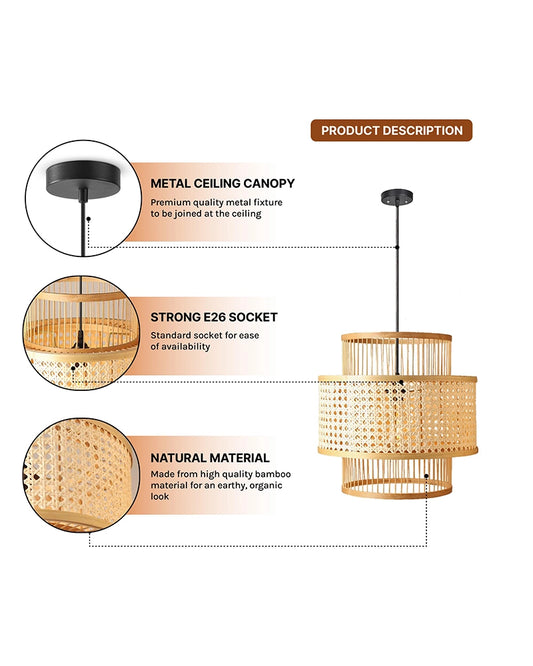 Decorative Bamboo Hanging Lamp for Bedroom and Study Room