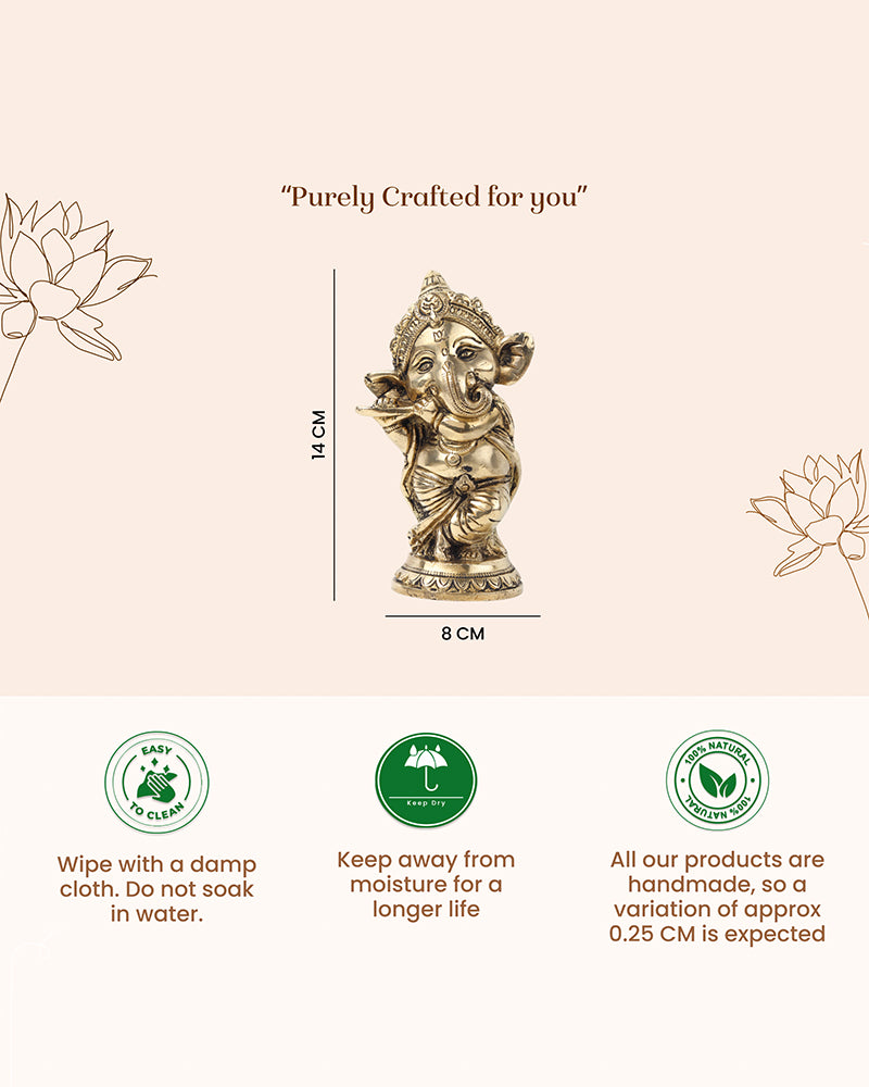 Decorative Pure Brass Ganesha Idol for Devotion, Festivals, and Home Decor