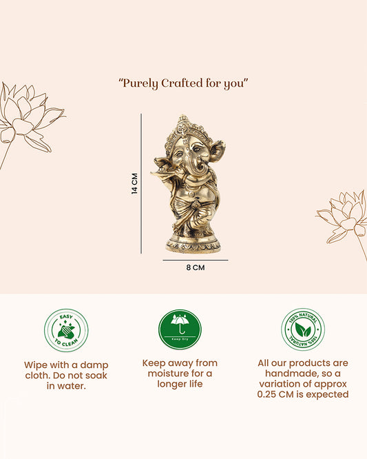 Decorative Pure Brass Ganesha Idol for Devotion, Festivals, and Home Decor