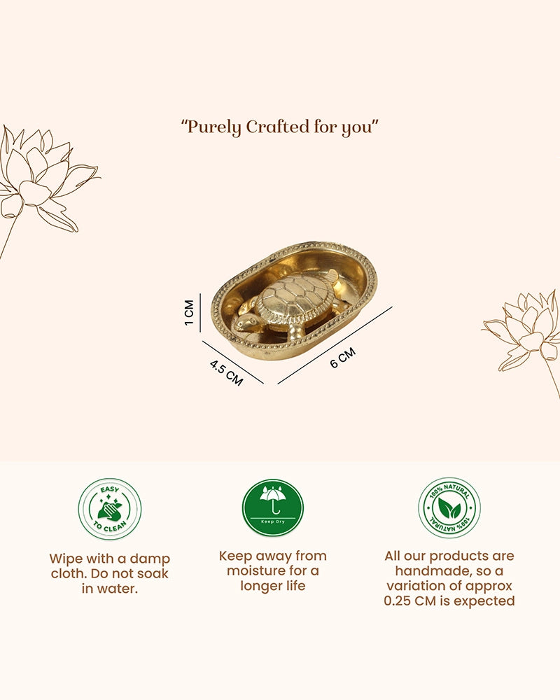 Pure Brass Vastu Tortoise with Brass Plate for Wealth and Home Decoration