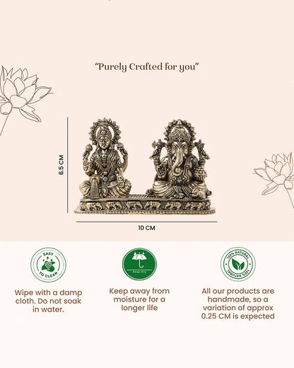 Traditional Brass Laxmi Ganesh Idol for Devotional Rituals and Home Decoration