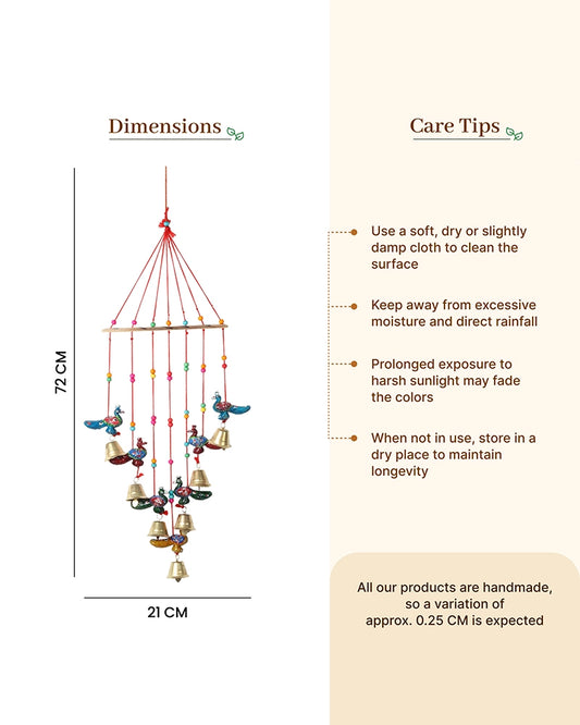 Handcrafted Peacock Wind Chime for Door, Balcony & Wall Decoration