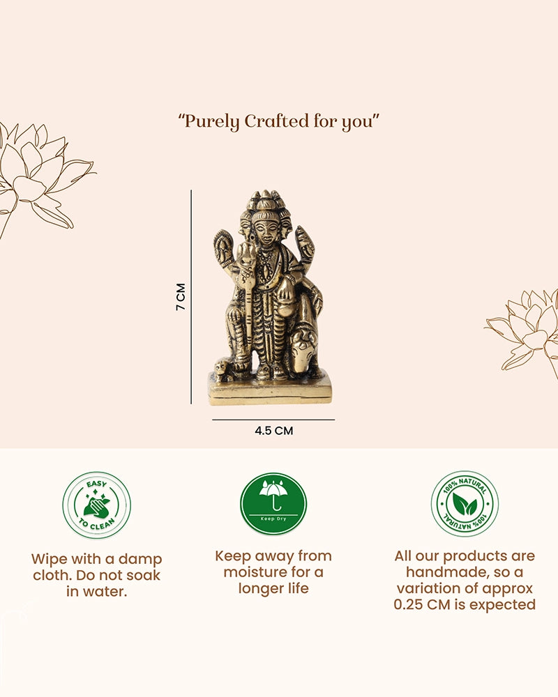 Brass Dattatreya Murti for Pooja Room Home Temple Decorative Idol