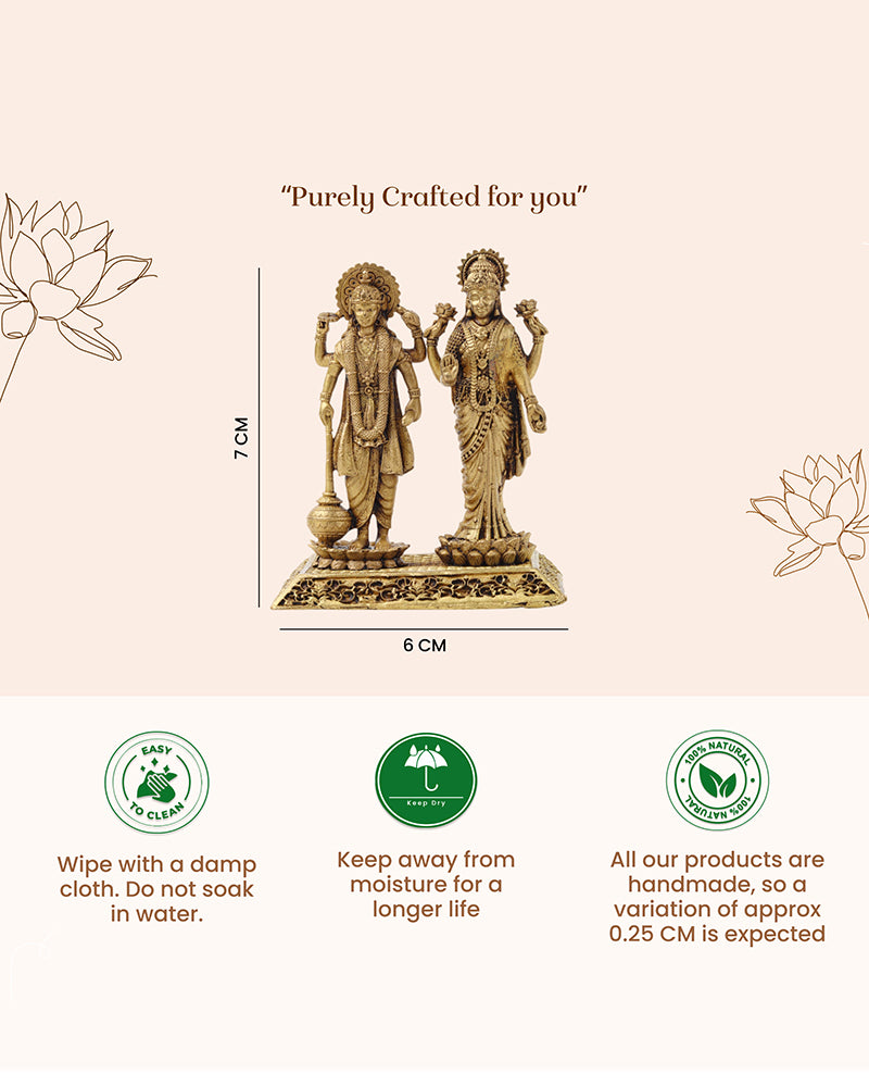 Traditional Lord Vishnu with Laxmi Ji Brass Idol for Pooja and Home Decor