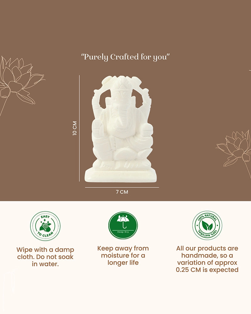 Lord Ganesha Marble Murti for Wisdom, Prosperity, and Daily Worship