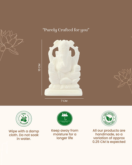 Lord Ganesha Marble Murti for Wisdom, Prosperity, and Daily Worship