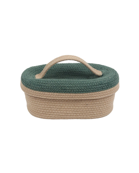 Handwoven Jute Basket with Lid for Desk Organization & Festive Gifting