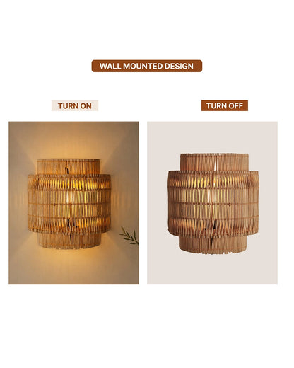 Bamboo Cane Wall Lamp for Bedroom & Living Room