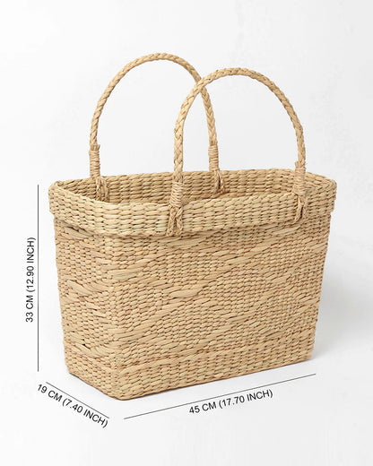 Handmade Seagrass Basket for Shopping, Picnic & Everyday Use