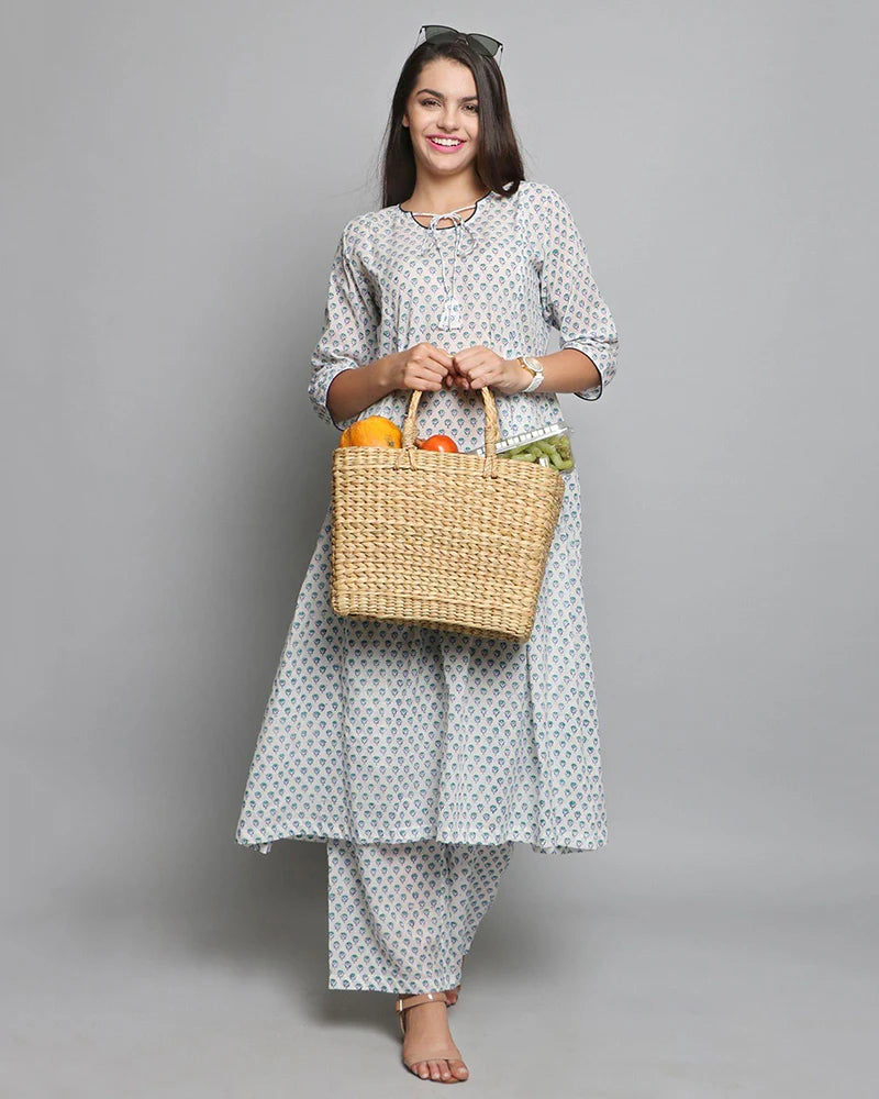Handwoven Seagrass Shopping Basket & Tote Bag