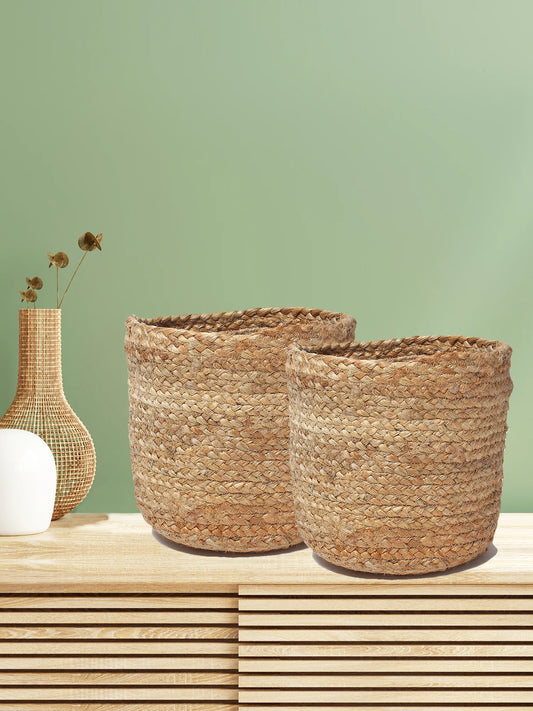 Set of 2 Jute Planter Basket – Perfect for Plants or Linens