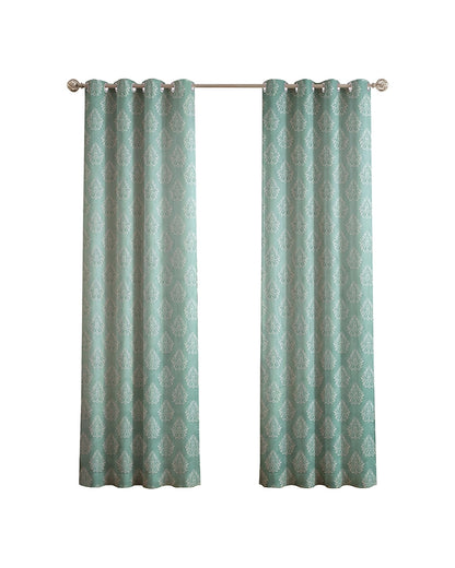 Modern Jacquard Door Curtain in Eyelet Style (Blue, 7 ft)