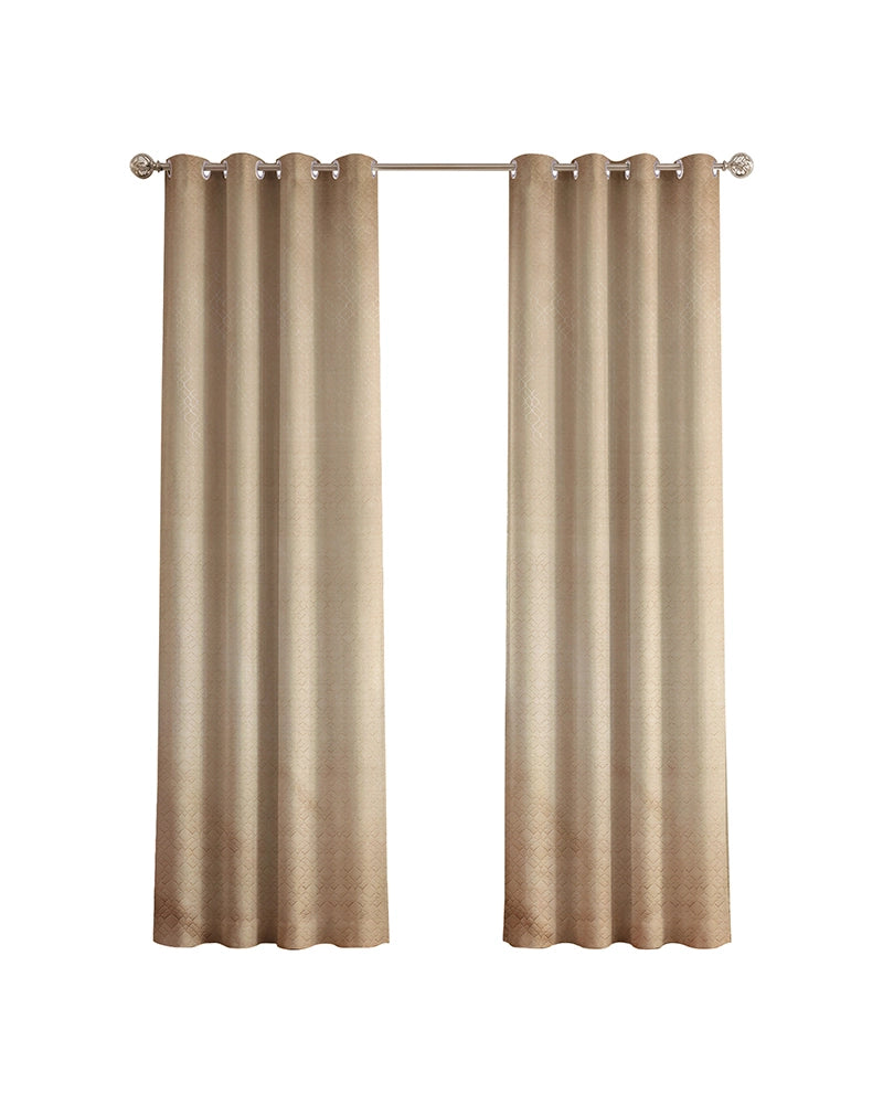 Textured Polyester Eyelet Curtain for Doors (Beige, 7 ft)