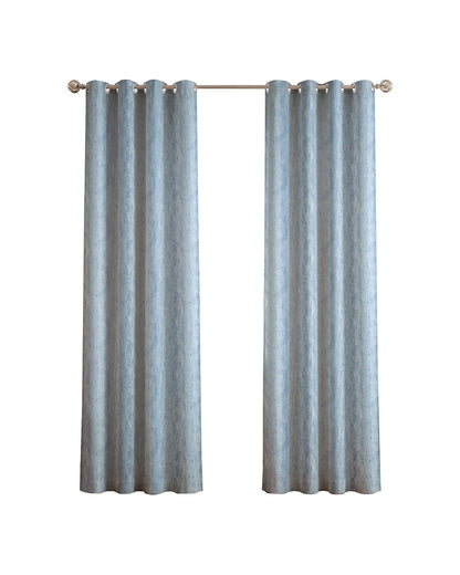 Designer Linen Door Curtain with Eyelet Header (Blue, 7 ft)