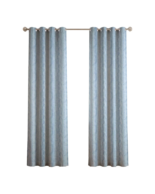 Designer Linen Door Curtain with Eyelet Header (Blue, 7 ft)