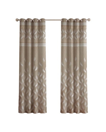 Jacquard Door Curtain with Eyelets (Beige, 7 ft)