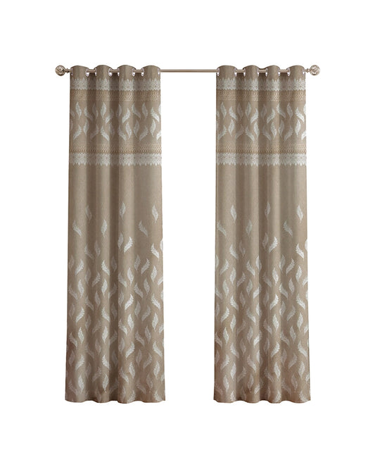 Jacquard Door Curtain with Eyelets (Beige, 7 ft)
