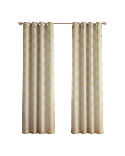 Elegant Velvet Eyelet Door Curtain (Cream, 7 ft)