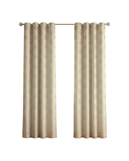Elegant Velvet Eyelet Door Curtain (Cream, 7 ft)