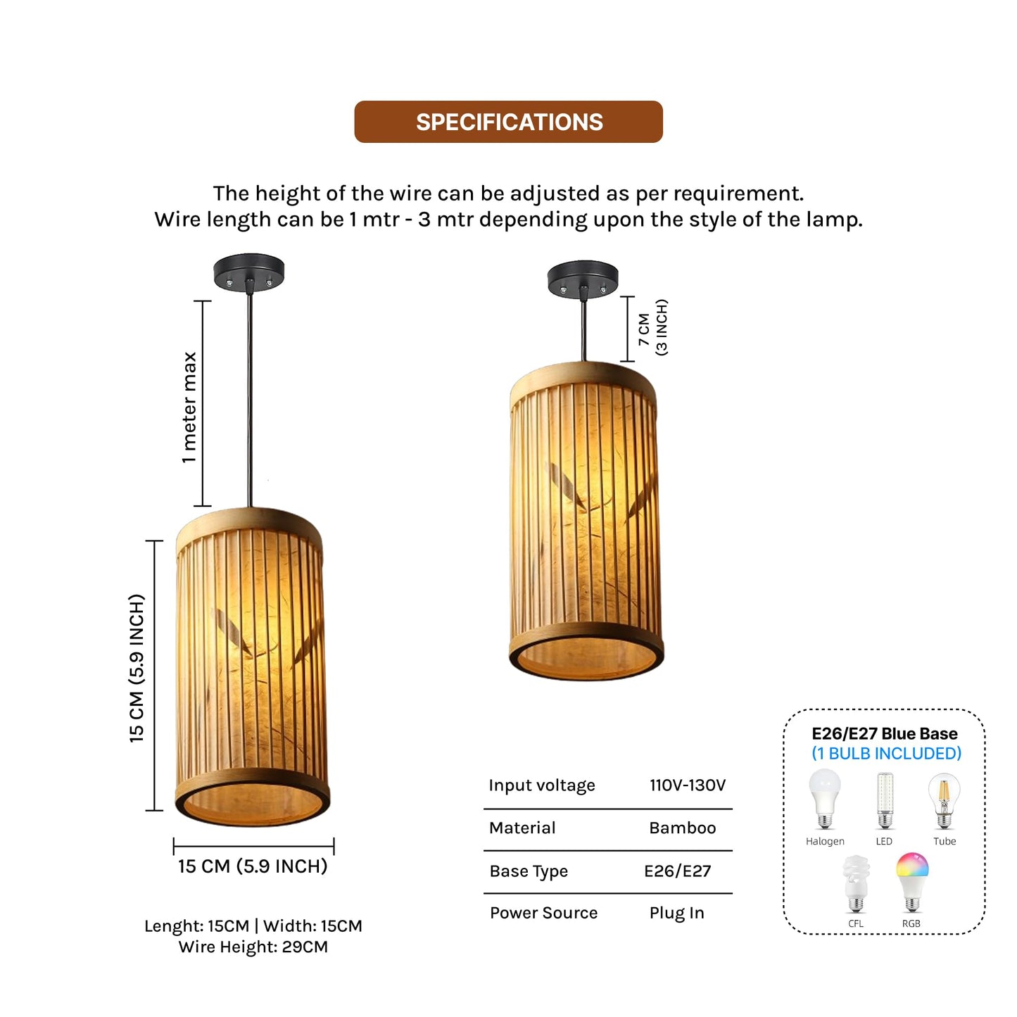 Boho Bamboo Ceiling Light for Home and Balcony