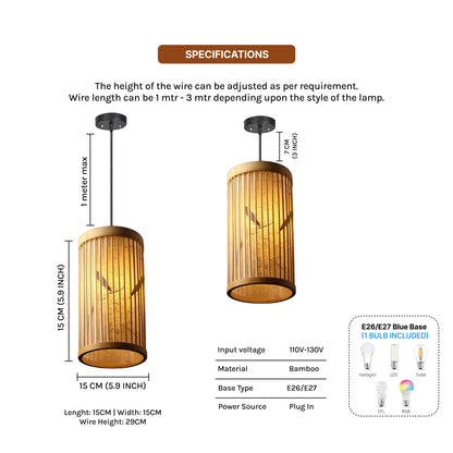 Boho Bamboo Ceiling Light for Home and Balcony