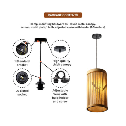 Boho Bamboo Ceiling Light for Home and Balcony