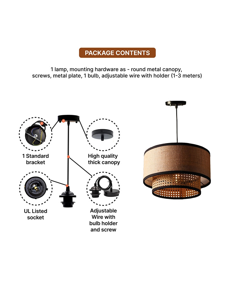 Cane Cylinder Ceiling Lamp for Living Room Bedroom & Balcony
