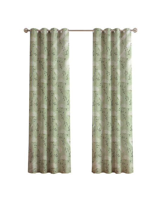 Elegant Polyester Door Curtain with Eyelets (Green, 7 ft)