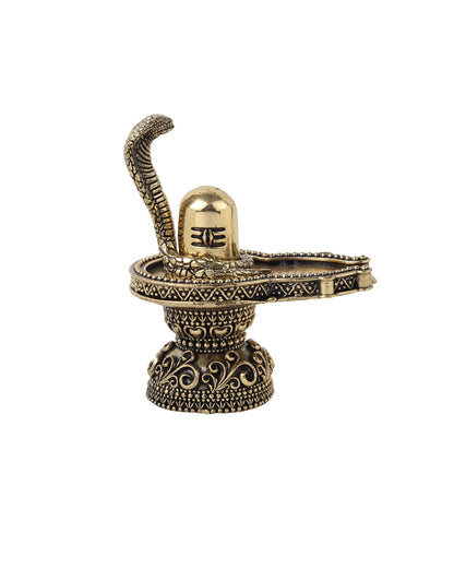 Brass Shivling with Naga Snake Idol Perfect for Pooja and Gifting
