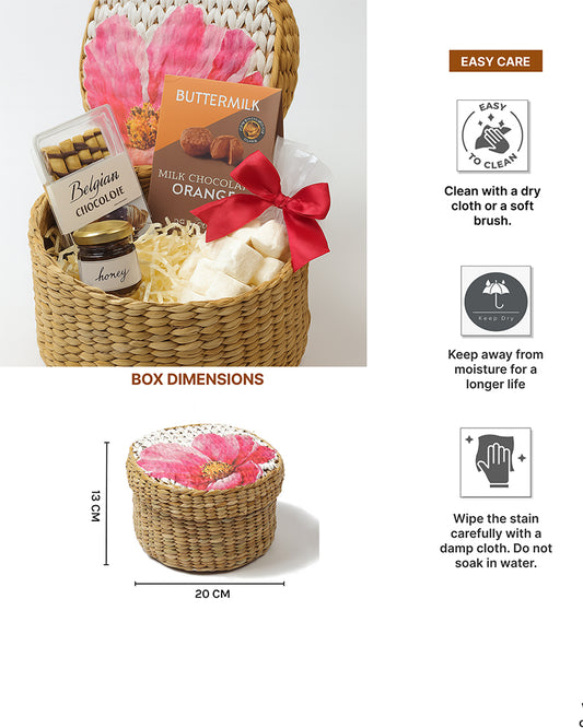 Round Gift Box | Seagrass Organiser Boxes | Storage Box with Lid