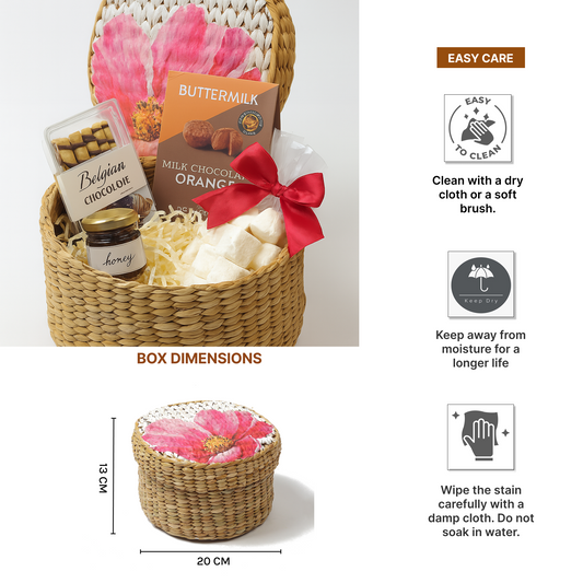 Round Gift Box | Seagrass Organiser Boxes | Storage Box with Lid