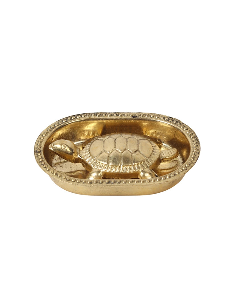 Pure Brass Vastu Tortoise with Brass Plate for Wealth and Home Decoration