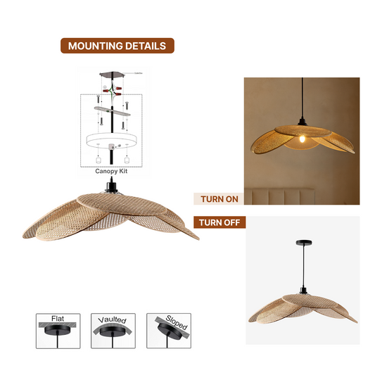 PVC Rattan Pendant Lampshade for Ceiling Lighting and Home Décor