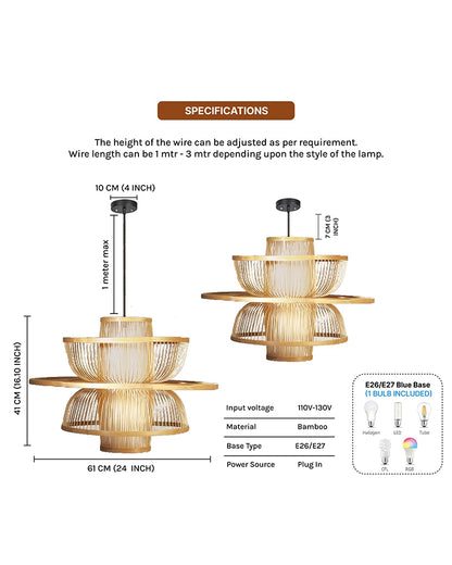 Minimalist Bamboo Ceiling Lamp for Hall and Living Area