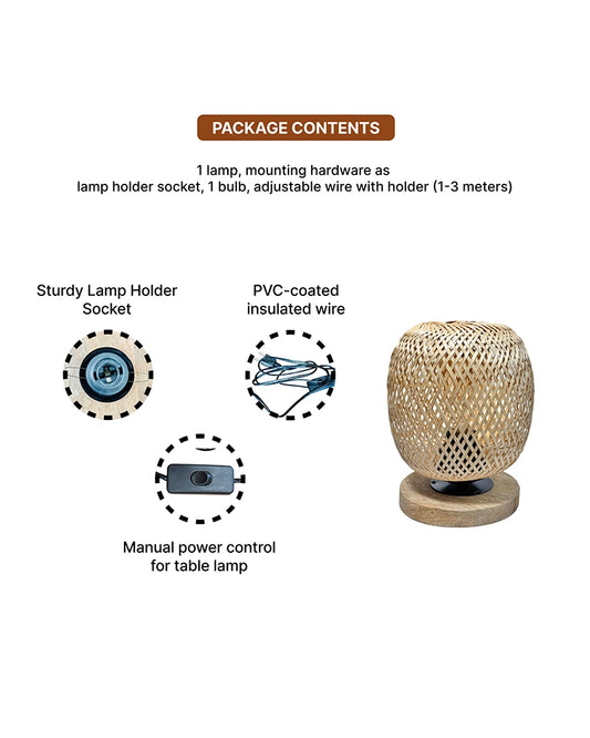 Bamboo Table Lamp for Dining Space and Home Decoration