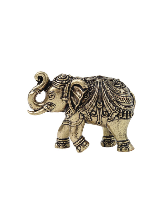 Decorative Brass Elephant Figurine Showpiece for Shelves and Altars