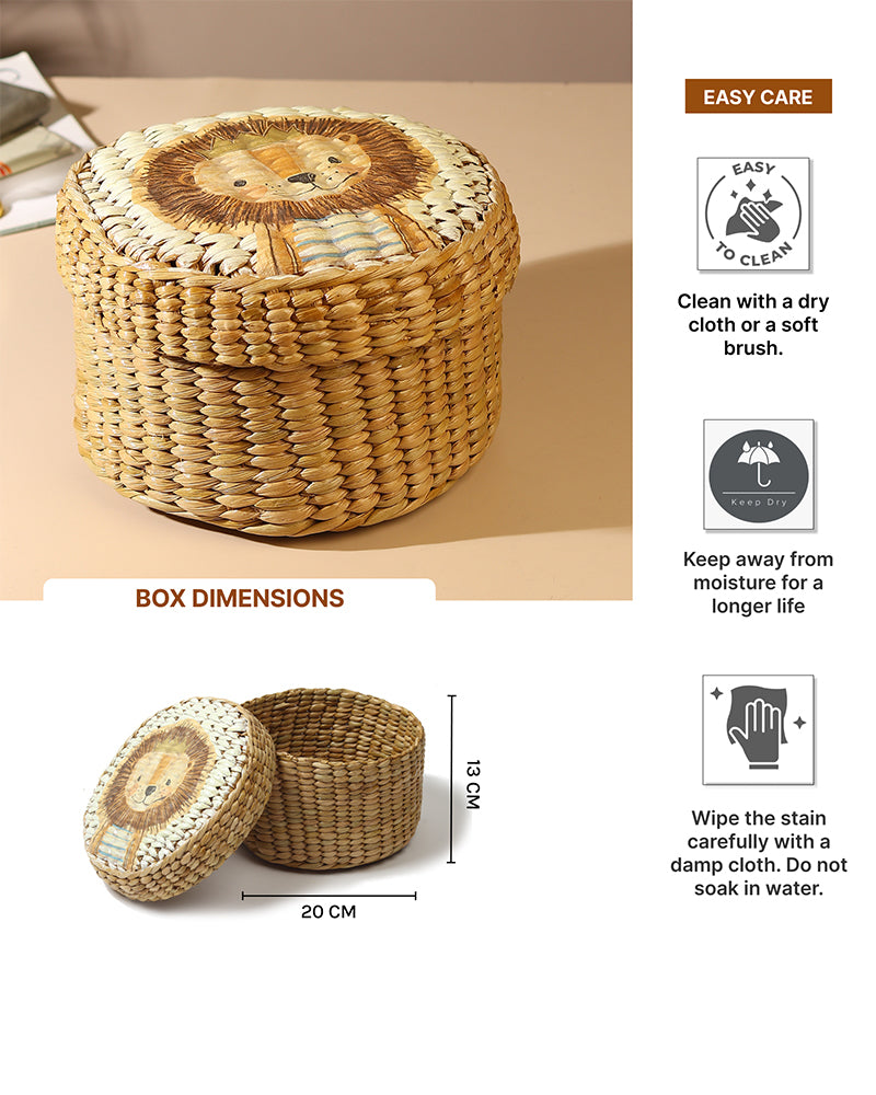 Storage Box with Lid | Round Gift Box | Seagrass Organiser Boxes