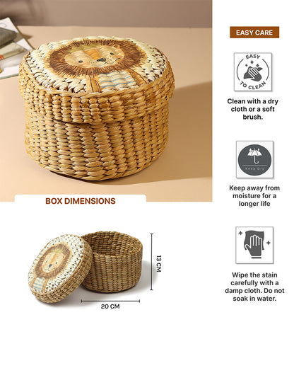 Storage Box with Lid | Round Gift Box | Seagrass Organiser Boxes