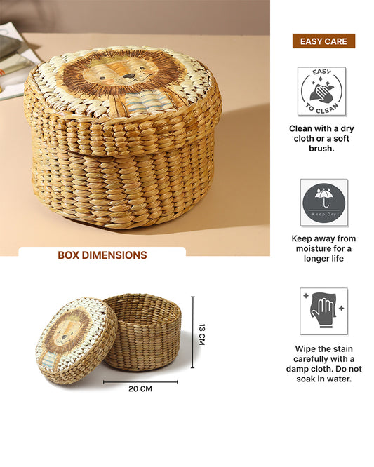 Storage Box with Lid | Round Gift Box | Seagrass Organiser Boxes