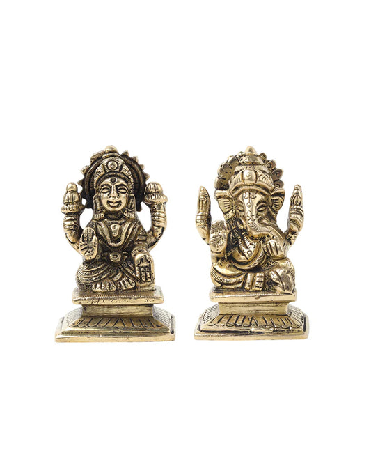Pure Brass Laxmi Ganesh Ji Idol Set for Traditional Pooja & Showpiece