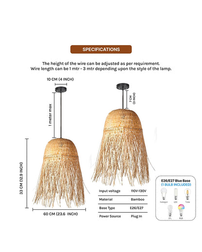 Boho Bamboo Pendant Lamp for Balcony and Patio