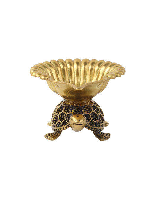 Brass Turtle Pooja Diya Perfect for Spiritual Use and Home Temple Decoration